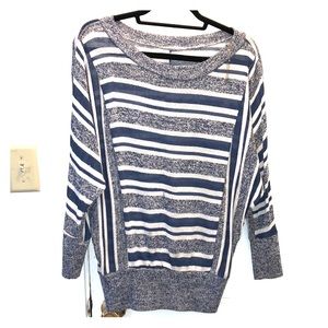 Lush Blue Asymmetrical Striped Sweater